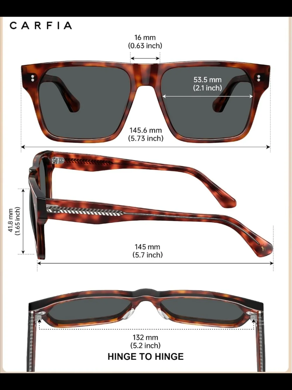 Tortoiseshell Square Sunglasses for Men - Brown Lenses